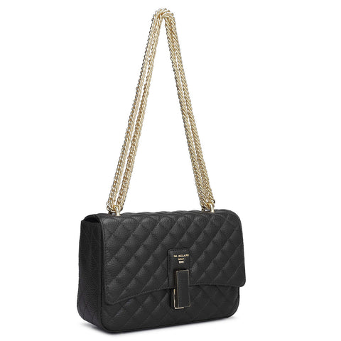 Da Milano Women's Leather Shoulder Bag - Small Quilting - Black