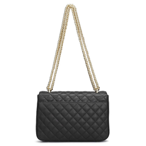 Da Milano Women's Leather Shoulder Bag - Small Quilting - Black