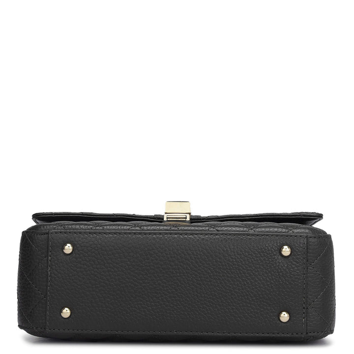 Small Quilting Leather Shoulder Bag - Black