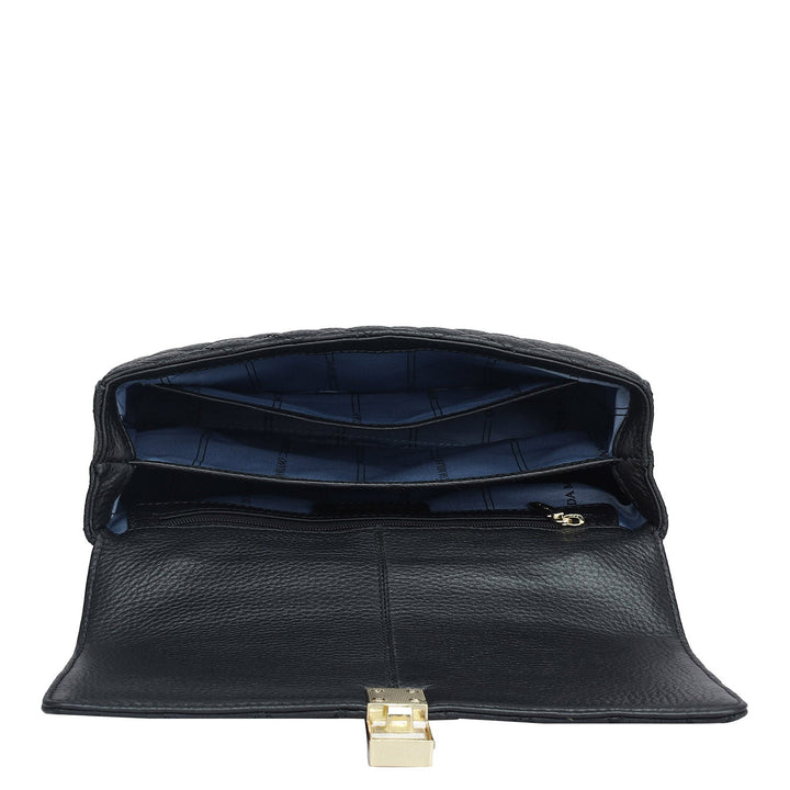 Small Quilting Leather Shoulder Bag - Black