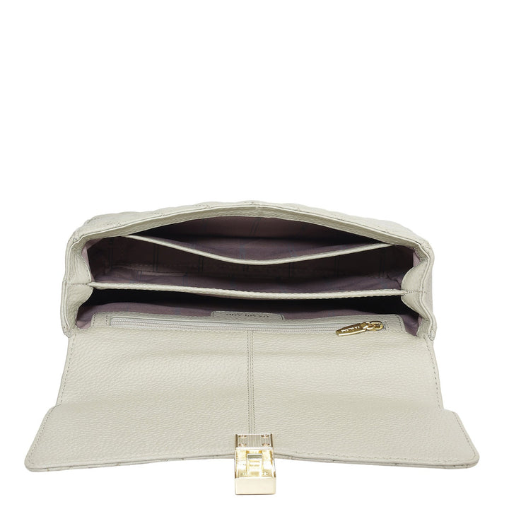 Small Quilting Leather Shoulder Bag - Khaki