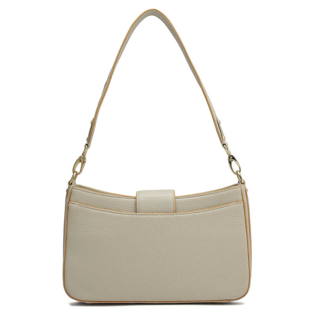 Small Wax Leather Baguette - Ivory