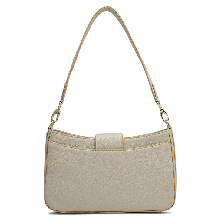 Small Wax Leather Baguette - Ivory