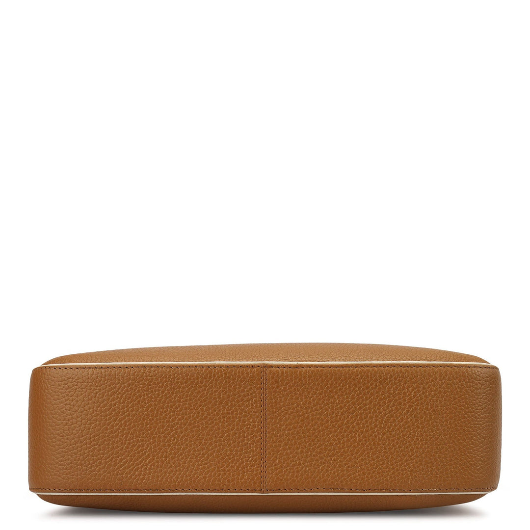 Medium Wax Leather Hobo - Caramel