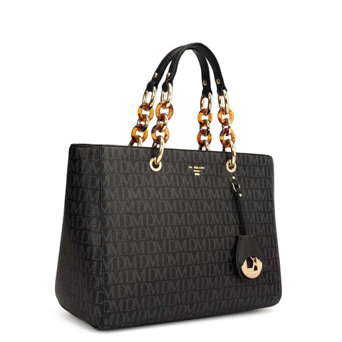 Small Monogram Franzy Leather Satchel - Black