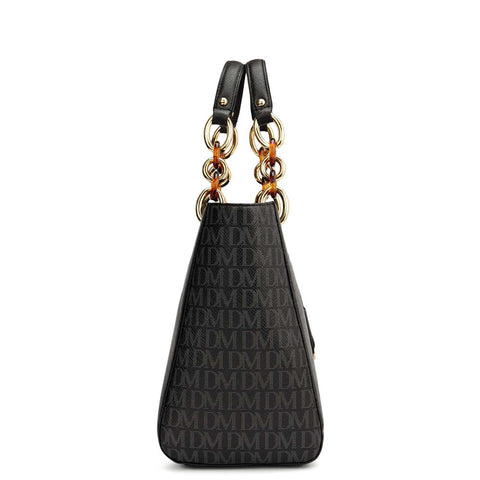 Small Monogram Franzy Leather Satchel - Black