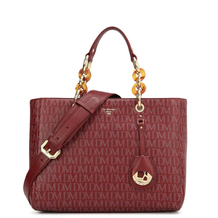 Small Monogram Franzy Leather Satchel - Cherry
