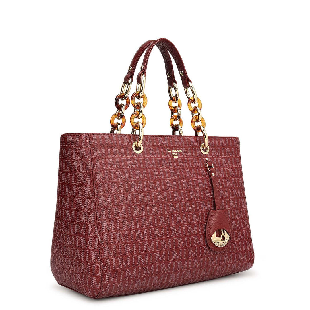 Small Monogram Franzy Leather Satchel - Cherry