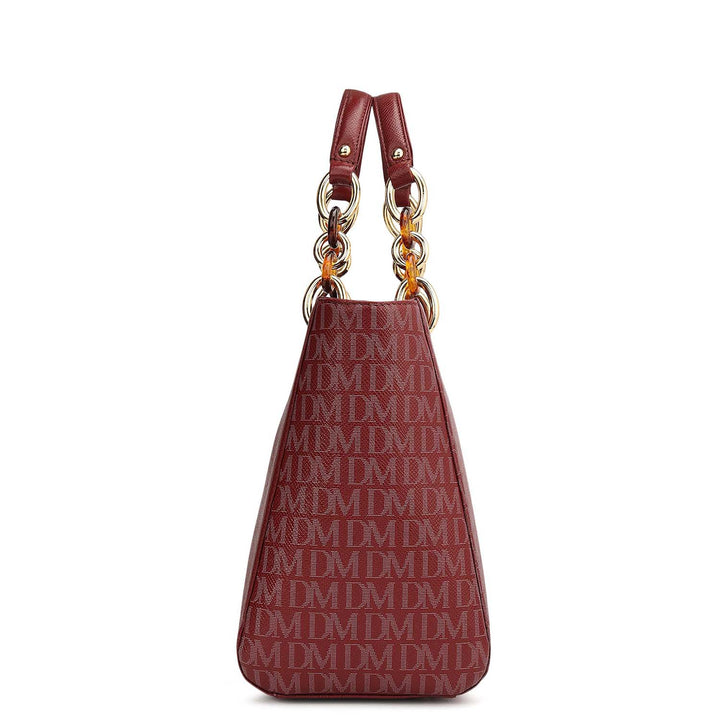 Small Monogram Franzy Leather Satchel - Cherry