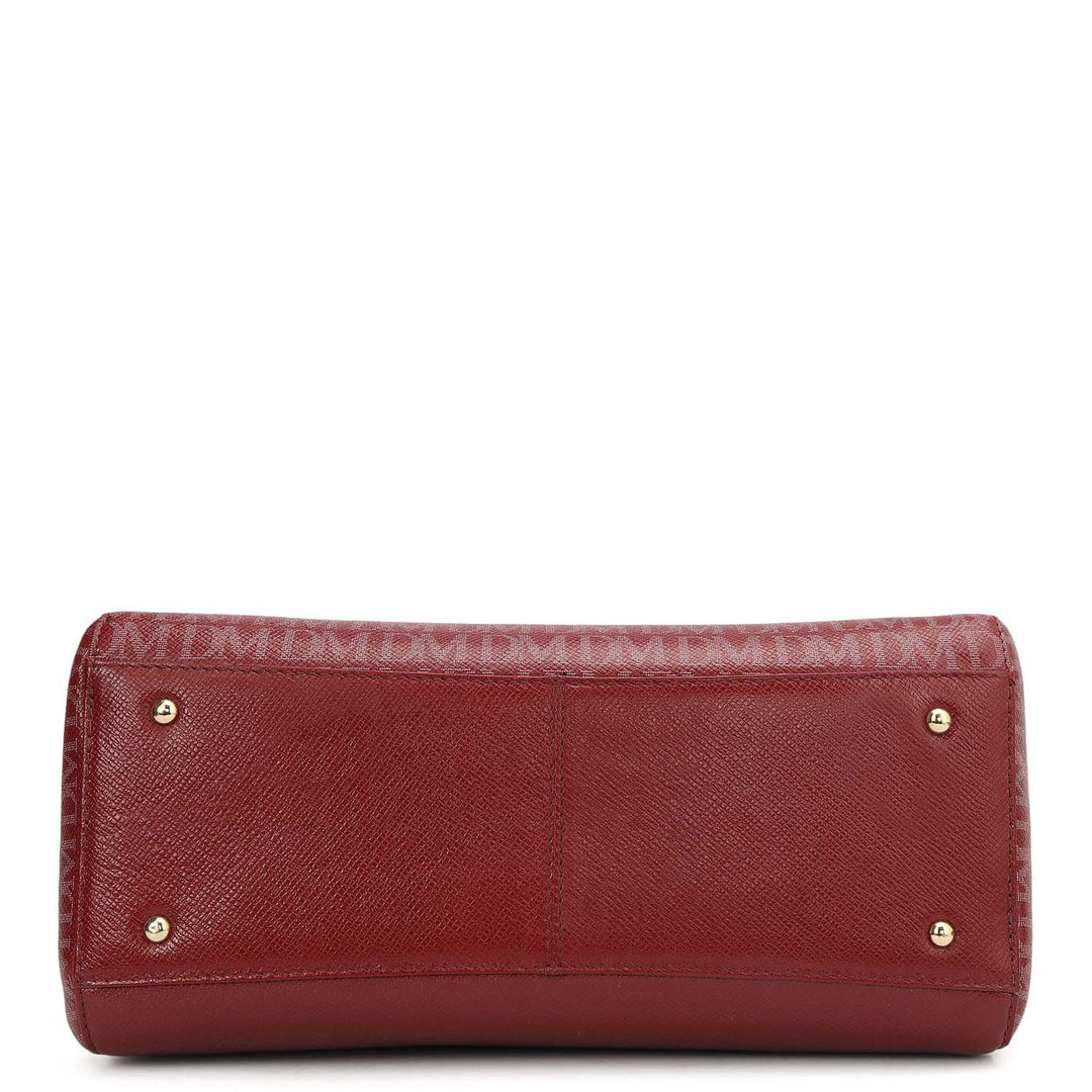 Small Monogram Franzy Leather Satchel - Cherry
