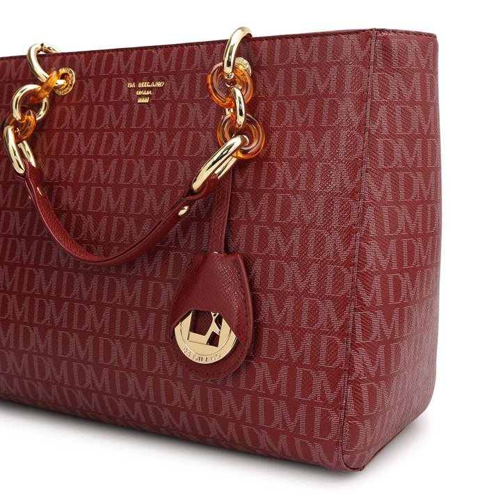 Small Monogram Franzy Leather Satchel - Cherry