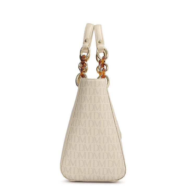 Small Monogram Franzy Leather Satchel - Marshmallow