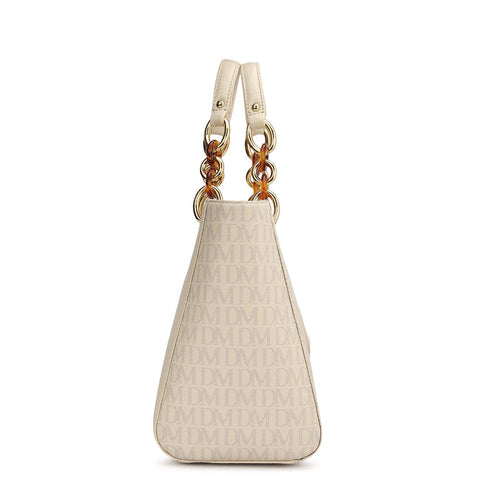 Small Monogram Franzy Leather Satchel - Marshmallow