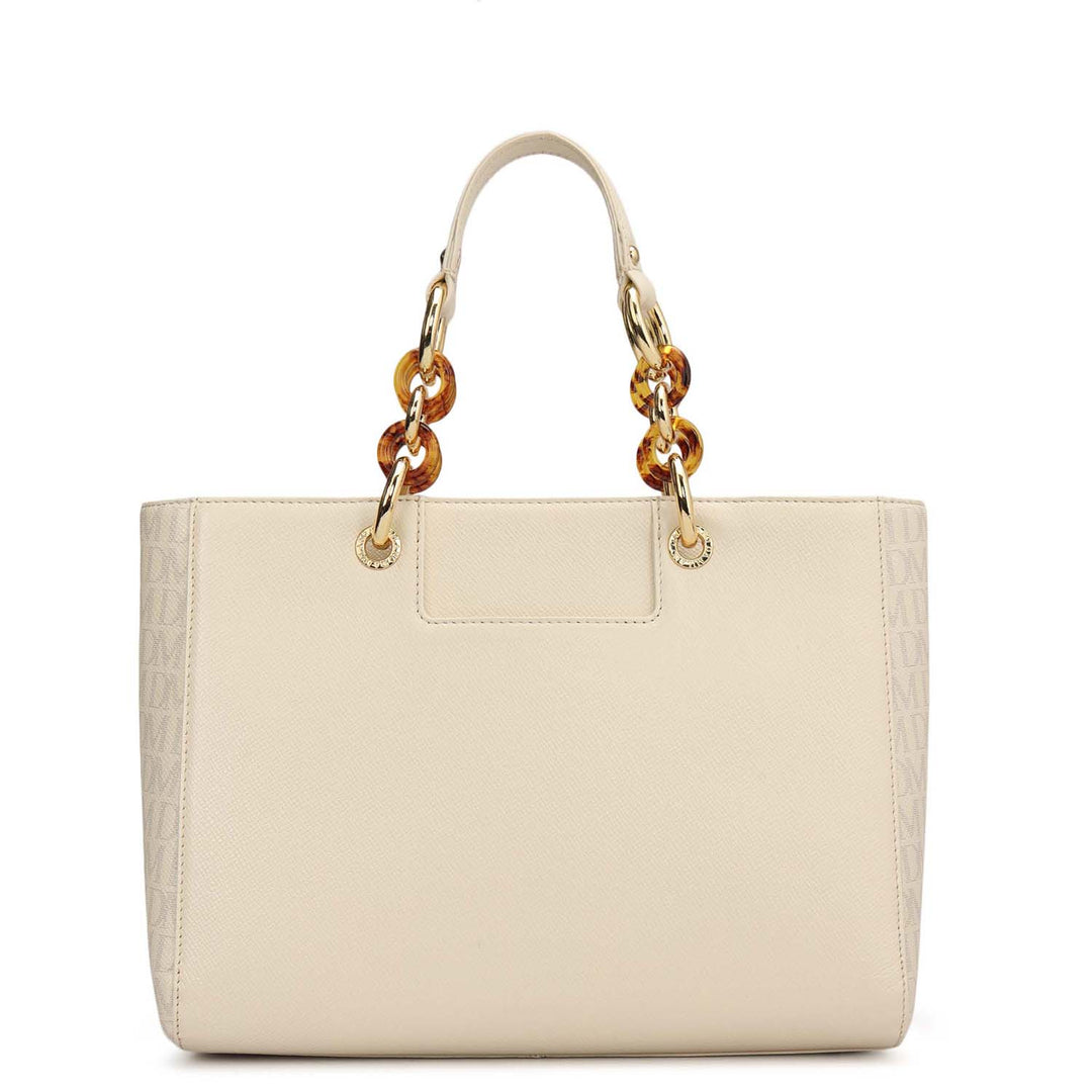 Small Monogram Franzy Leather Satchel - Marshmallow