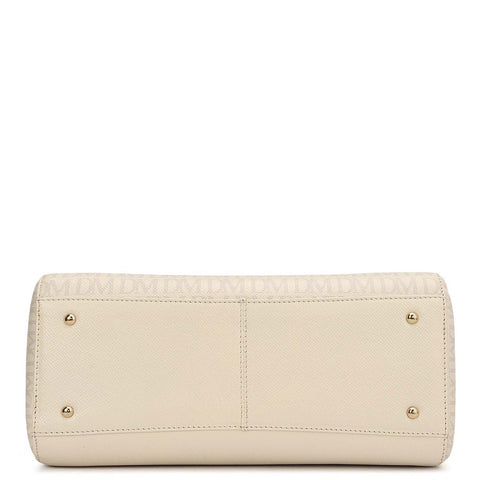 Small Monogram Franzy Leather Satchel - Marshmallow