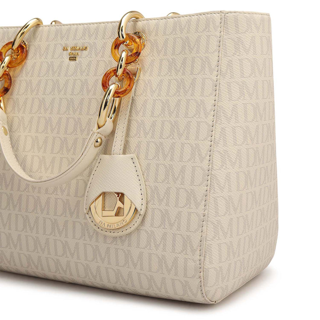 Small Monogram Franzy Leather Satchel - Marshmallow