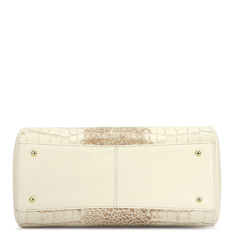 Medium Croco Leather Satchel - Marshmallow
