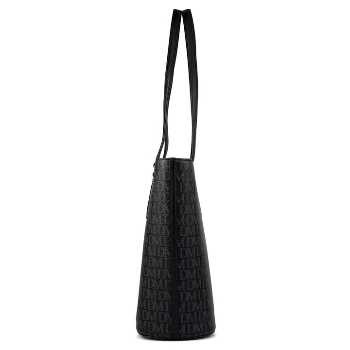 Large  Monogram Leather Tote - Black