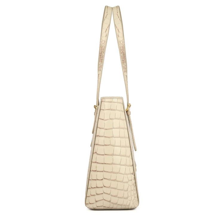 Large Croco Leather Tote - Frost