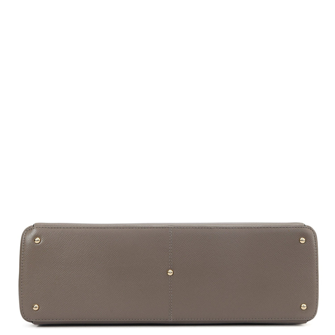 Large Franzy Leather Tote - Smoke Grey