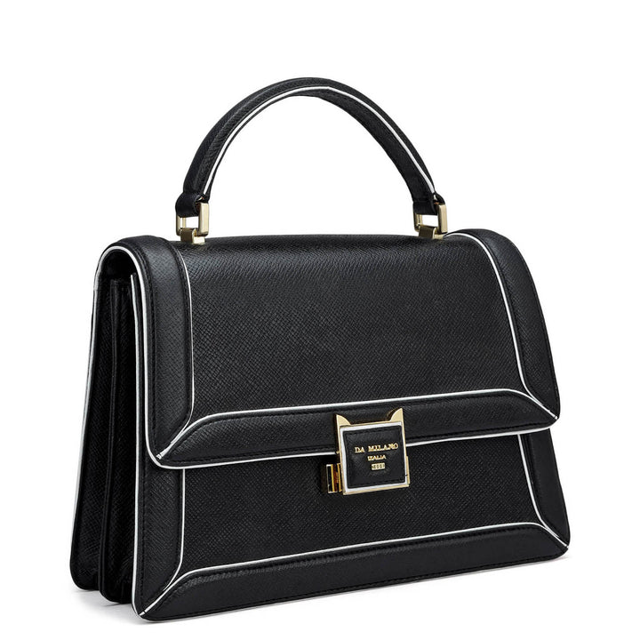 Small Franzy Leather Satchel - Black