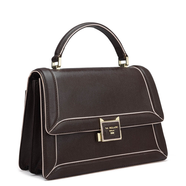 Small Franzy Leather Satchel - Chocolate