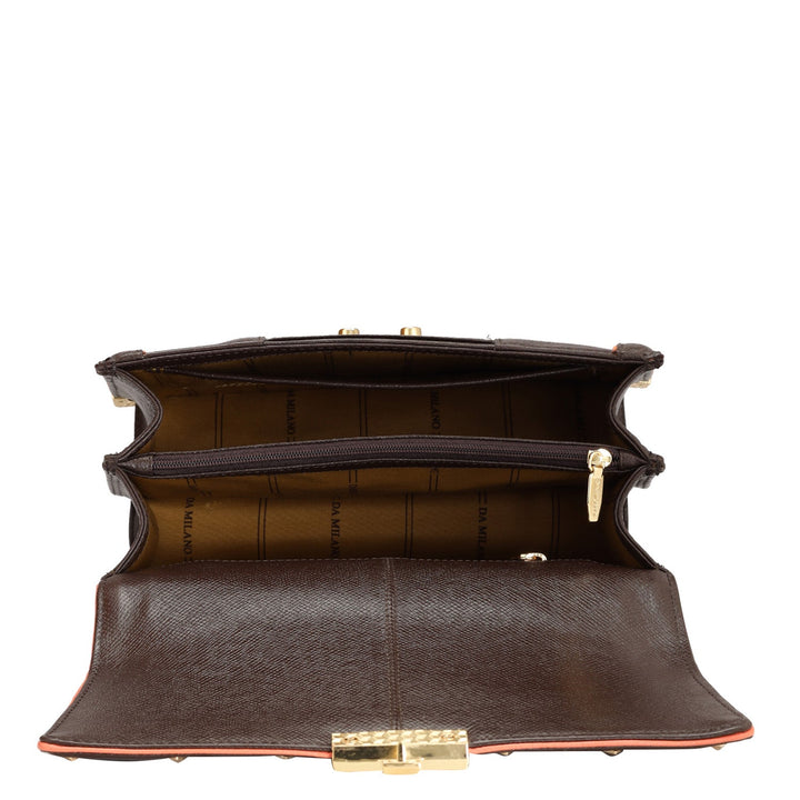 Small Franzy Leather Satchel - Chocolate