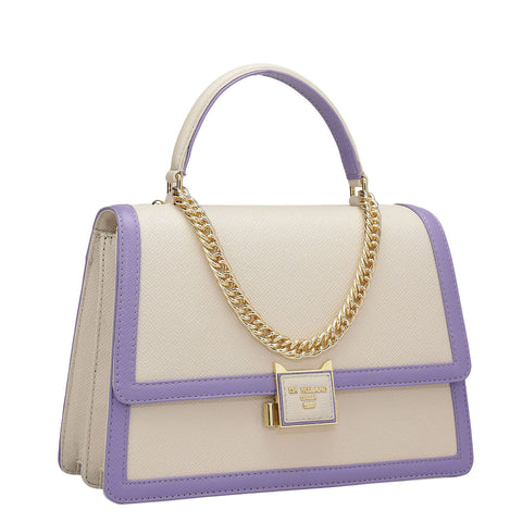 Da Milano Women's Leather Satchel Bag - Small Franzy - Beige