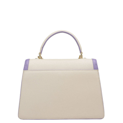 Da Milano Women's Leather Satchel Bag - Small Franzy - Beige