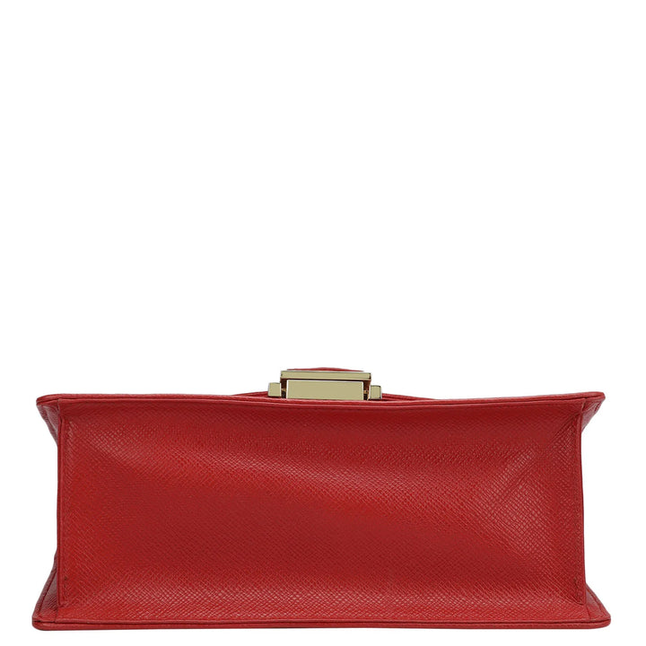 Small Croco Leather Shoulder Bag - Red