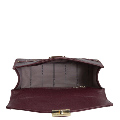 Small Croco Leather Shoulder Bag - Wine