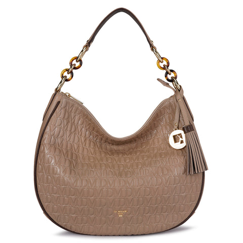 Medium Monogram  Leather Hobo - Greyish Taupe