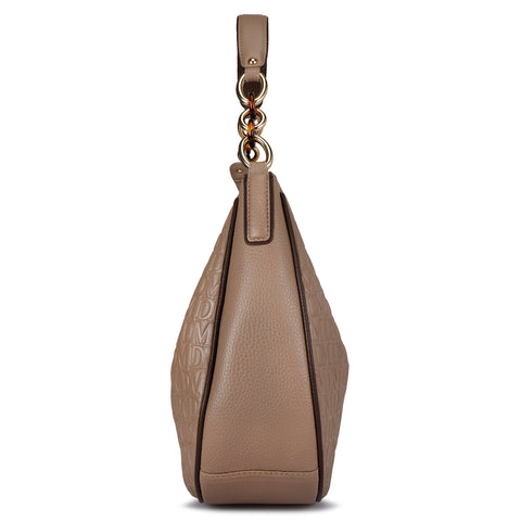 Medium Monogram  Leather Hobo - Greyish Taupe