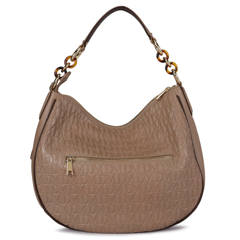 Medium Monogram  Leather Hobo - Greyish Taupe