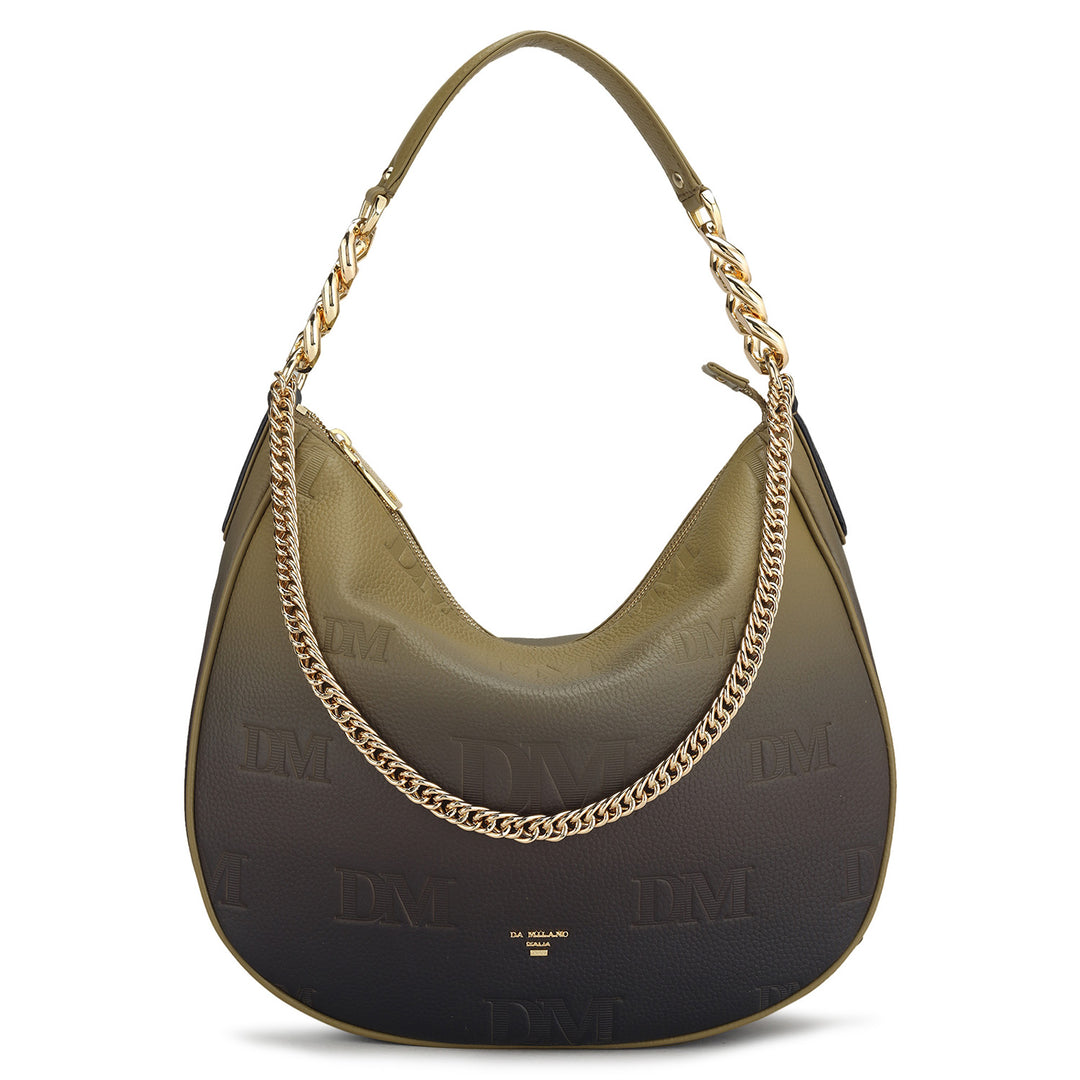 Medium Monogram Wax Leather Hobo Bag - Olive