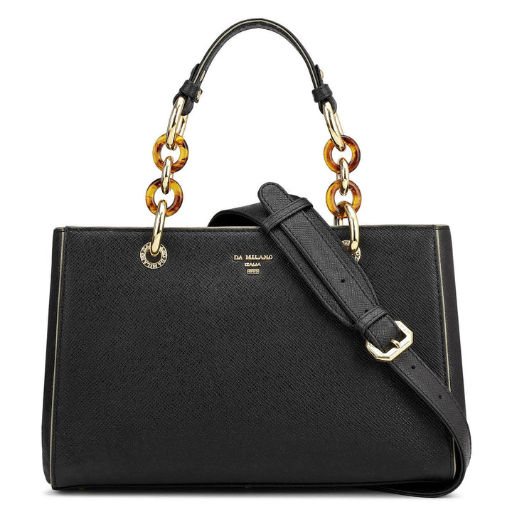 Small Franzy Leather Satchel - Black