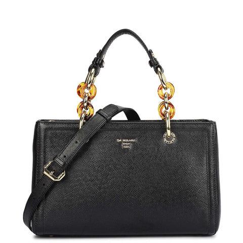 Small Franzy Leather Satchel - Black