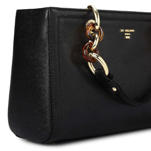 Small Franzy Leather Satchel - Black