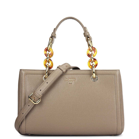 Small Franzy Leather Satchel - Smoke Grey
