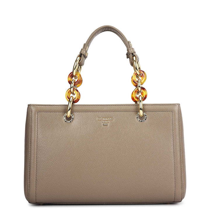 Small Franzy Leather Satchel - Smoke Grey