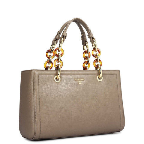 Small Franzy Leather Satchel - Smoke Grey