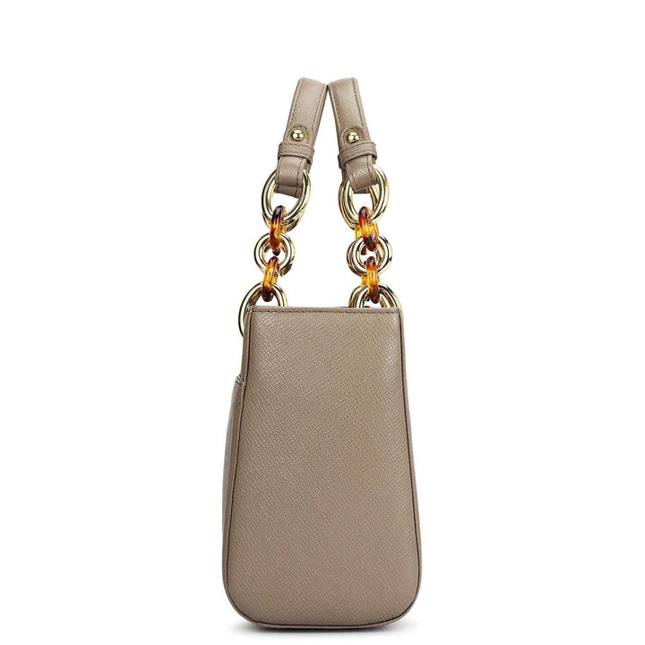 Small Franzy Leather Satchel - Smoke Grey