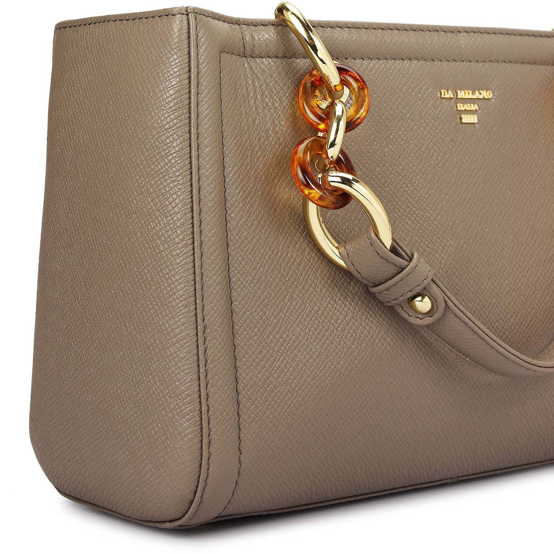 Small Franzy Leather Satchel - Smoke Grey