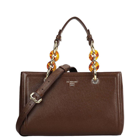 Small Franzy Leather Satchel - Walnut