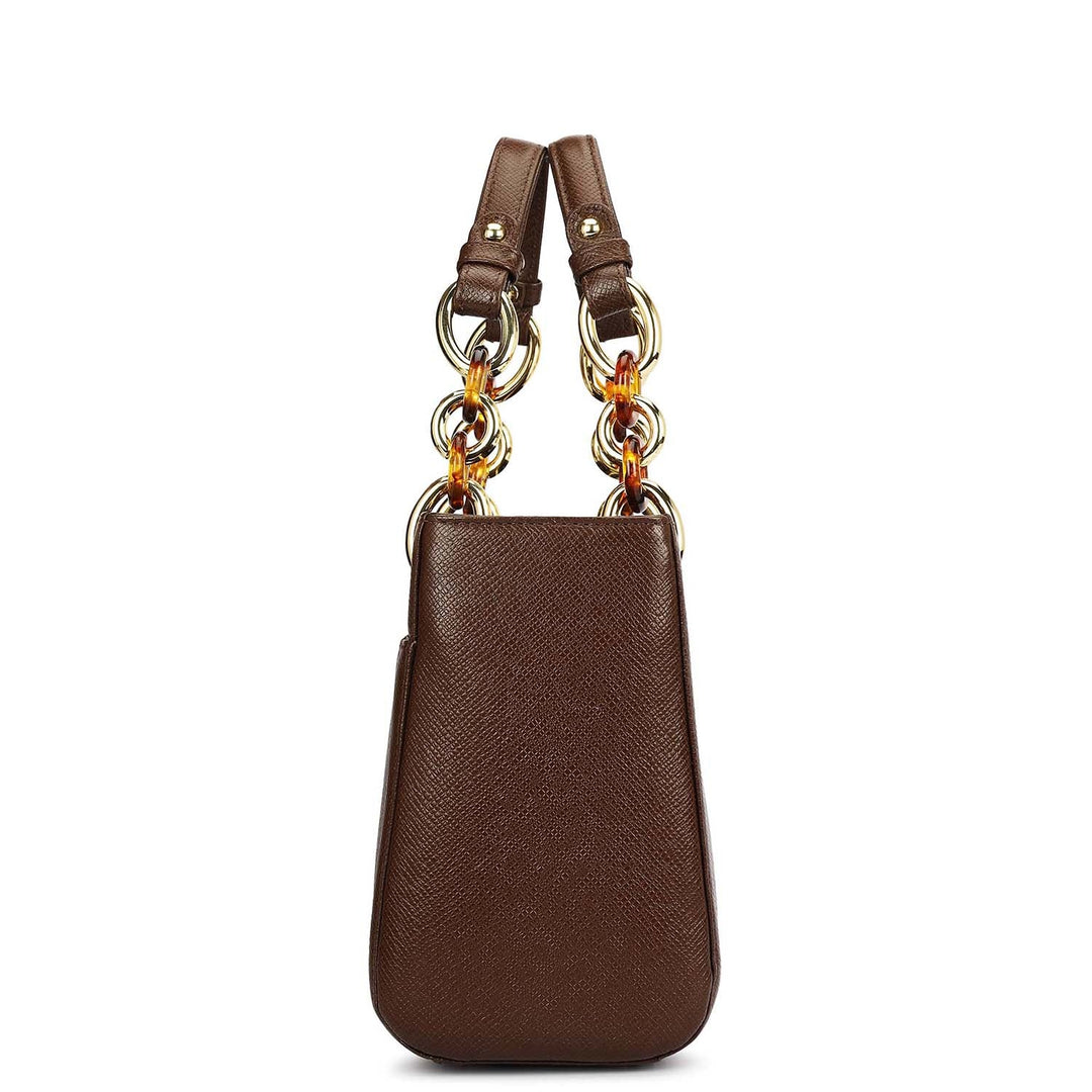Small Franzy Leather Satchel - Walnut