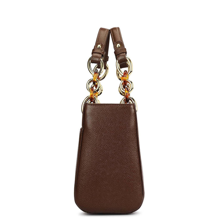 Small Franzy Leather Satchel - Walnut