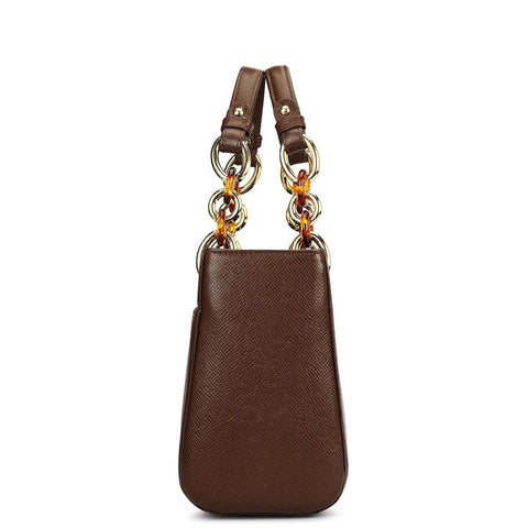 Small Franzy Leather Satchel - Walnut