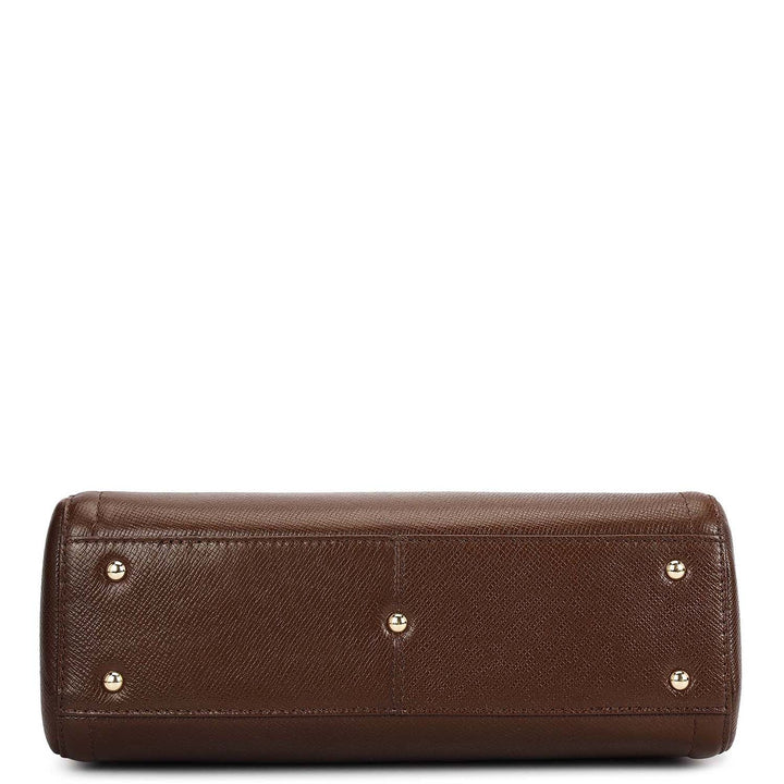 Small Franzy Leather Satchel - Walnut