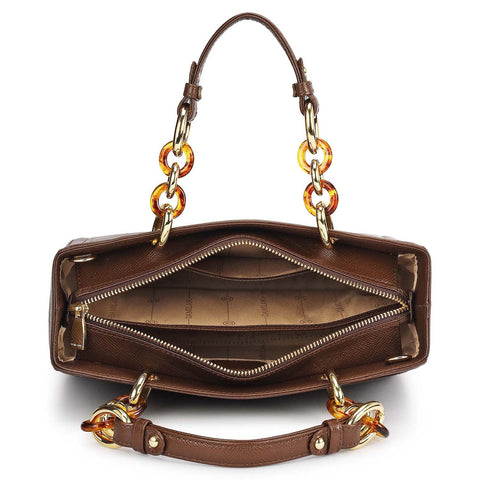 Small Franzy Leather Satchel - Walnut