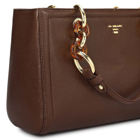 Small Franzy Leather Satchel - Walnut